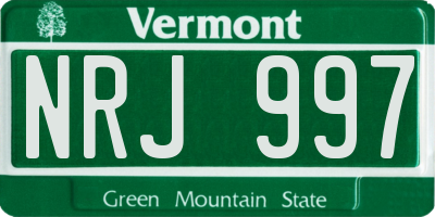 VT license plate NRJ997