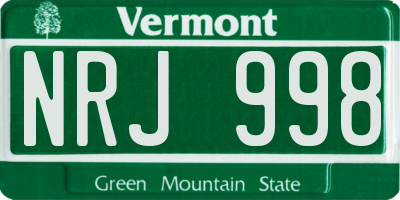 VT license plate NRJ998