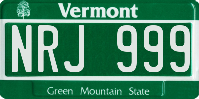 VT license plate NRJ999