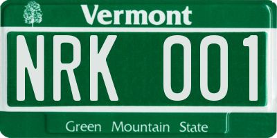 VT license plate NRK001