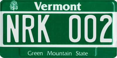 VT license plate NRK002