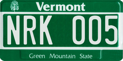 VT license plate NRK005