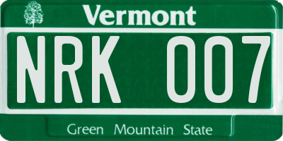 VT license plate NRK007