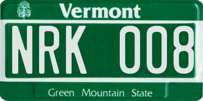 VT license plate NRK008