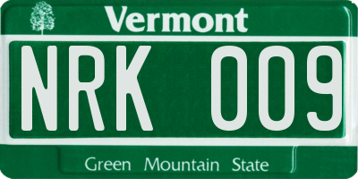 VT license plate NRK009