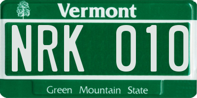 VT license plate NRK010