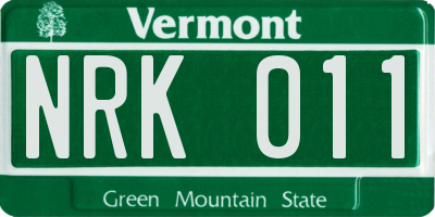 VT license plate NRK011