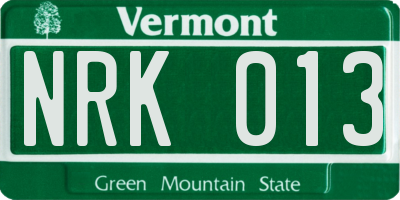 VT license plate NRK013