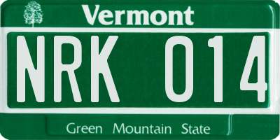VT license plate NRK014