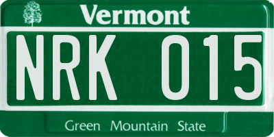 VT license plate NRK015