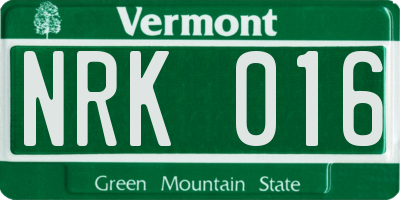 VT license plate NRK016