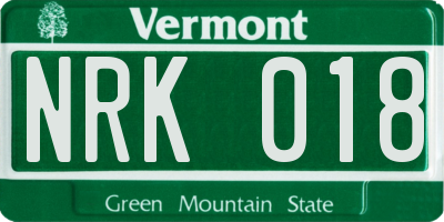 VT license plate NRK018