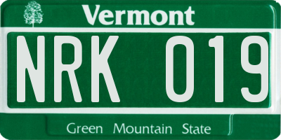VT license plate NRK019
