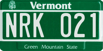 VT license plate NRK021