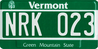 VT license plate NRK023
