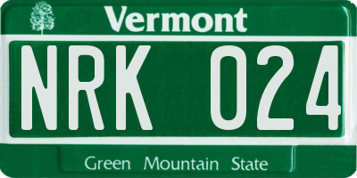 VT license plate NRK024