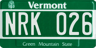 VT license plate NRK026