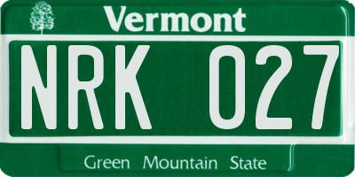 VT license plate NRK027