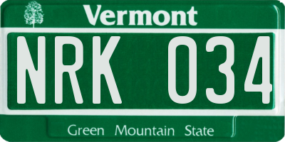 VT license plate NRK034