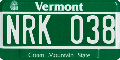 VT license plate NRK038