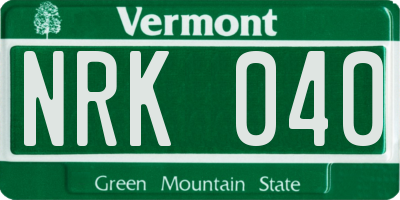 VT license plate NRK040