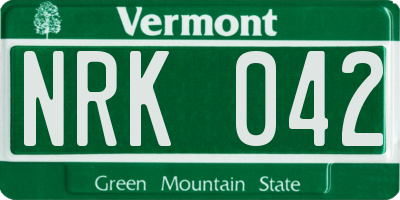 VT license plate NRK042