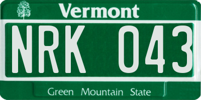 VT license plate NRK043
