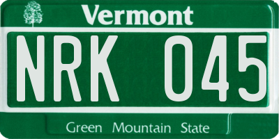 VT license plate NRK045