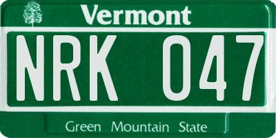VT license plate NRK047