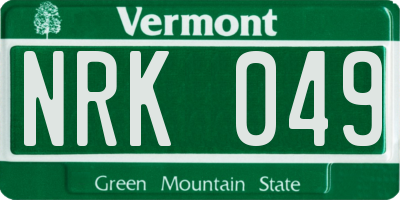 VT license plate NRK049