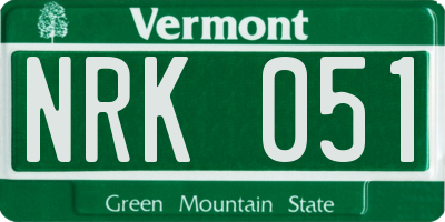 VT license plate NRK051