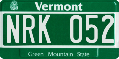 VT license plate NRK052