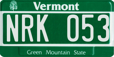VT license plate NRK053
