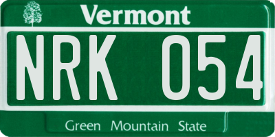 VT license plate NRK054
