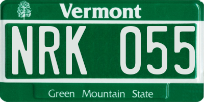 VT license plate NRK055