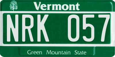 VT license plate NRK057