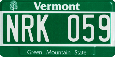 VT license plate NRK059