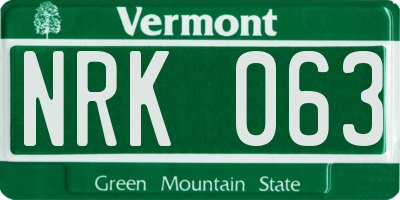 VT license plate NRK063