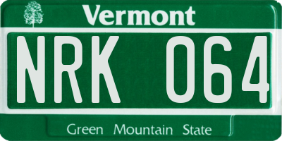 VT license plate NRK064