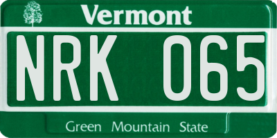 VT license plate NRK065
