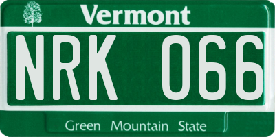 VT license plate NRK066