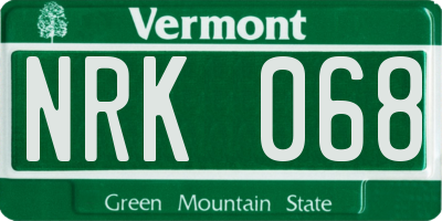 VT license plate NRK068