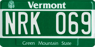 VT license plate NRK069