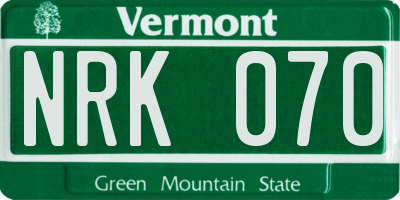 VT license plate NRK070