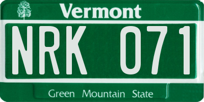 VT license plate NRK071