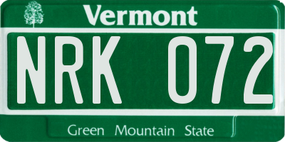 VT license plate NRK072