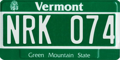 VT license plate NRK074