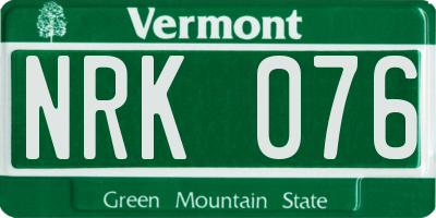 VT license plate NRK076