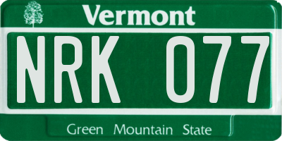 VT license plate NRK077