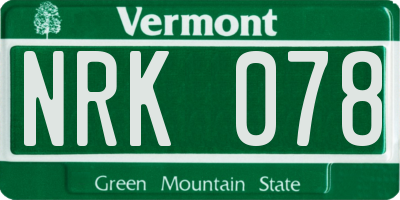 VT license plate NRK078